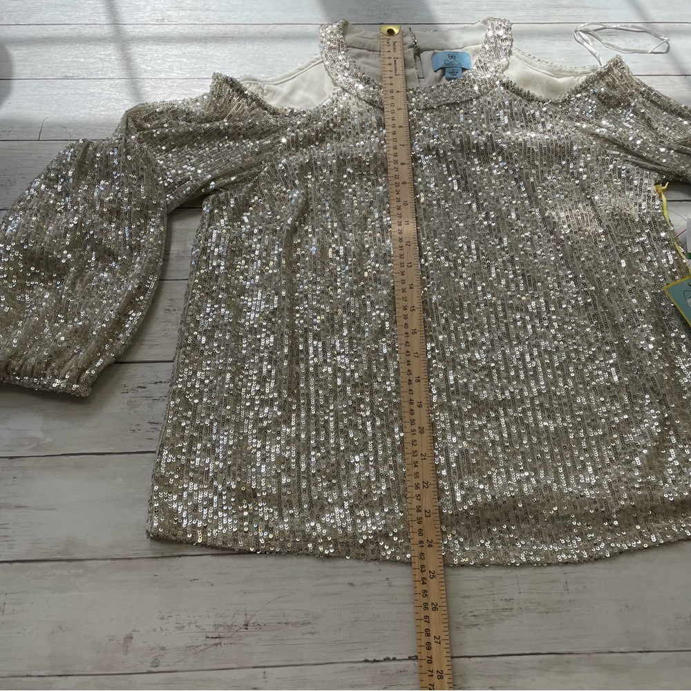 Cece Cold Shoulder Sequined Long Sleeve Women Blouse Top Size L - Picture 8 of 8